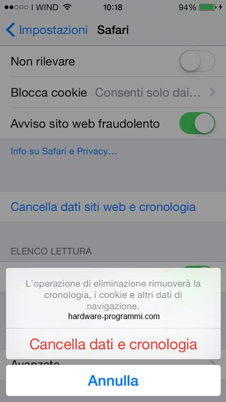 Visualizziamo la cronologia di navigazione di Safari per iOS: