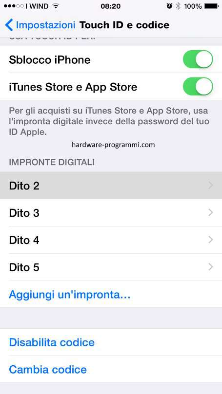 Disabilitare il codice di blocco in iOS 9