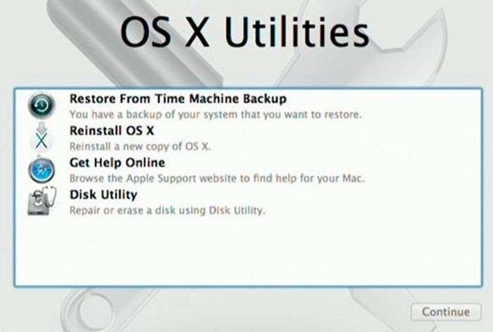 ripristino dati installazioni MAC OS X