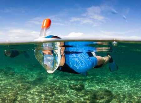 Maschera DA SNORKELING EASYBREATH per respirare sott’acqua con boccaglio integrato e valvola item-thumbnail