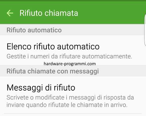 rifiuto chiamata android