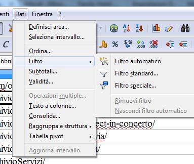 filtro univoco openoffice calc