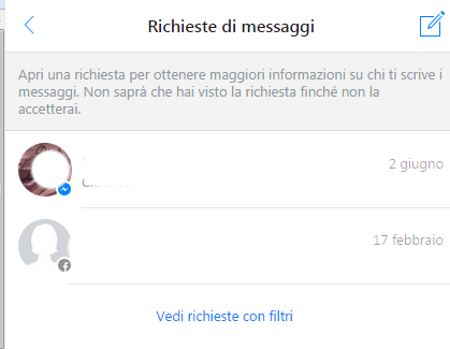 messaggi con filtri facebook
