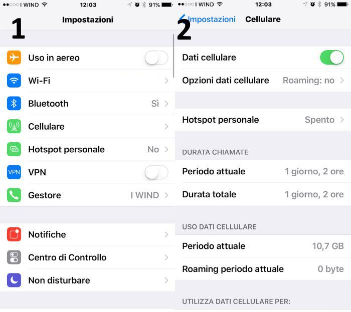 Configurare Hotspot personale Wind su iPhone