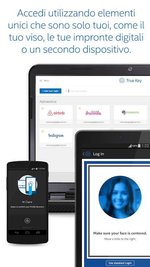 impostare blocco facciale password