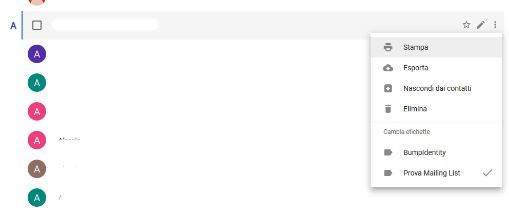 esportare singolo contatto google