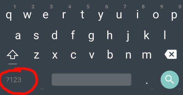 tastiera android simboli