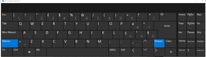 tastiera virtuale di windows