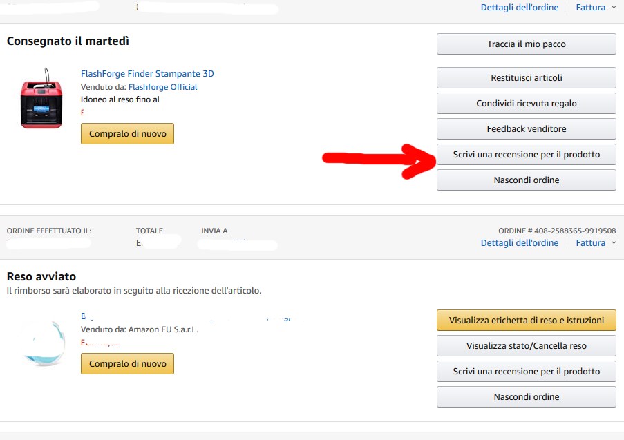 come lasciare recensione amazon