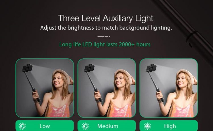 bastone selfie multifunzione flash telecomando