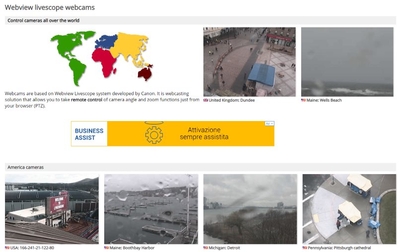 webcam telecamere mondo