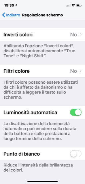 disattivare luminosita iphone
