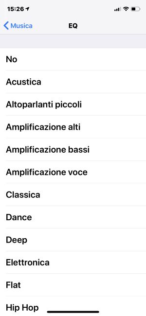 equalizzatore audio iPhone alti