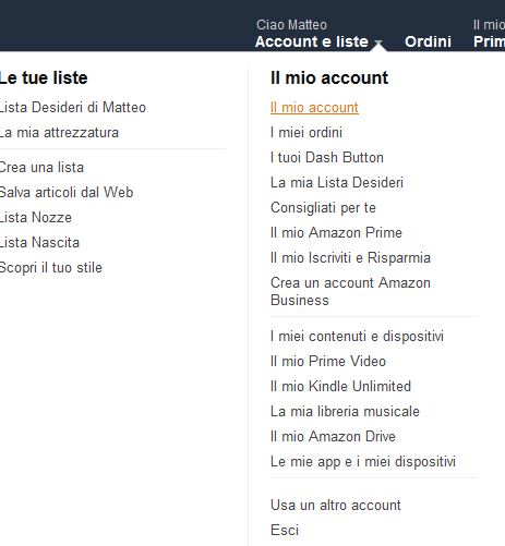 il mio account amazon