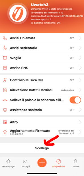scollegare braccialetto