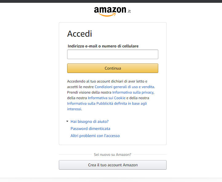 come recuperare password amazon