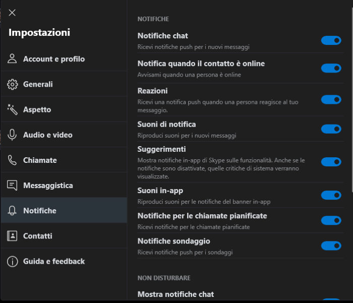 notifiche contatti quando salgono online