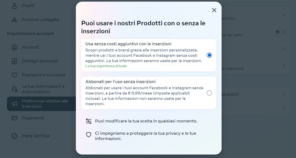 attivare disattivare meta