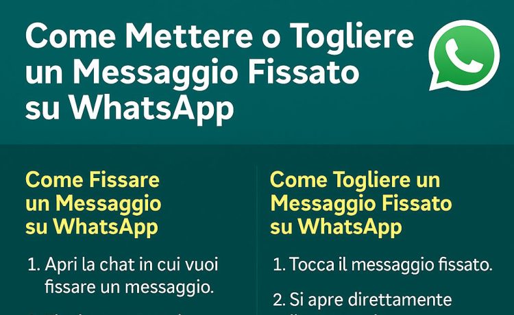 come mettere o togliere messaggio fissato whatsapp