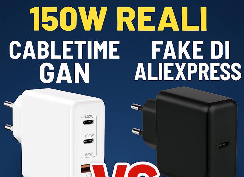 Carica batteria fake vs carica batteria ok 150W