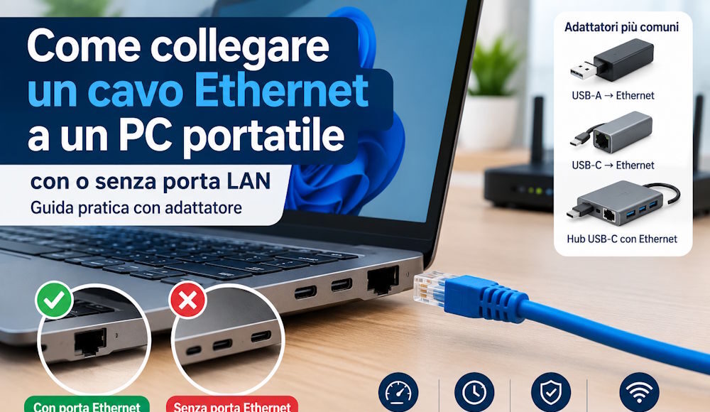 come collegare cavo lan pc notebook
